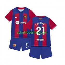 Maillot FC Barcelone Frenkie de Jong 21 Domicile Tenue pour Enfant 2023-2024 Manche Courte