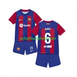 Maillot FC Barcelone Gavi 6 Domicile Tenue pour Enfant 2023-2024 Manche Courte