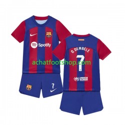 Maillot FC Barcelone Ousmane Dembele 7 Domicile Tenue pour Enfant 2023-2024 Manche Courte