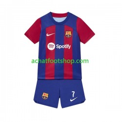 Maillot FC Barcelone Ousmane Dembele 7 Domicile Tenue pour Enfant 2023-2024 Manche Courte