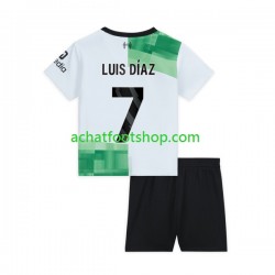Maillot Liverpool Luis Diaz 7 Extérieur Tenue pour Enfant 2023-2024 Manche Courte