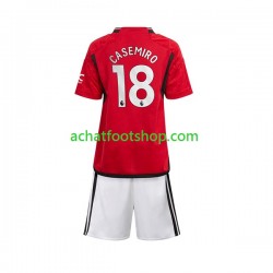 Maillot Manchester United Carlos Casemiro 18 Domicile Tenue pour Enfant 2023-2024 Manche Courte