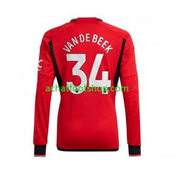 Maillot Manchester United Donny van de Beek 34 Domicile Tenue pour Homme 2023-2024 Manche Longue