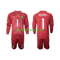 Maillot Maroc Yassine Bounou 1 Gardien Domicile Tenue pour Enfant 2022 Manche Longue
