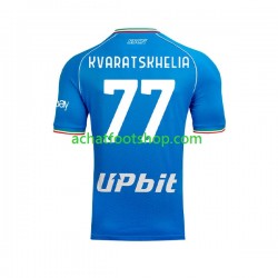 Maillot Naples Khvicha Kvaratskhelia 77 Domicile Tenue pour Homme 2023-2024 Manche Courte