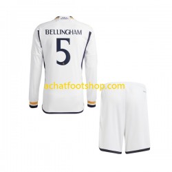Maillot Real Madrid Jude Bellingham 5 Domicile Tenue pour Enfant 2023-2024 Manche Longue