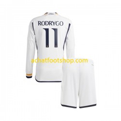 Maillot Real Madrid Rodrygo Goes 11 Domicile Tenue pour Enfant 2023-2024 Manche Longue