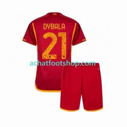 Maillot AS Rome Paulo Dybala 21 Domicile Tenue pour Enfant 2023-2024 Manche Courte Maillot AS Rome Paulo Dybala 21 Domicile Tenue pour Enfant 2023-2024 Manche Courte