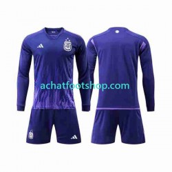 Maillot Argentine 3 Stars Extérieur Tenue pour Enfant Coupe du Monde 2022 Manche Longue