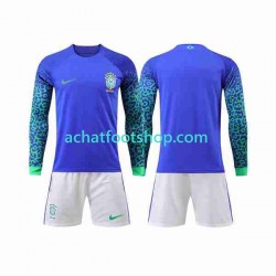 Maillot Brésil Extérieur Tenue pour Enfant Coupe du Monde 2022 Manche Longue Maillot Brésil Extérieur Tenue pour Enfant Coupe du Monde 2022 Manche Longue