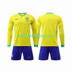 Maillot Brésil Domicile Tenue pour Enfant Coupe du Monde 2022 Manche Longue Maillot Brésil Domicile Tenue pour Enfant Coupe du Monde 2022 Manche Longue