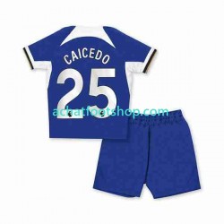 Maillot Chelsea Moises Caicedo 25 Domicile Tenue pour Enfant 2023-2024 Manche Courte
