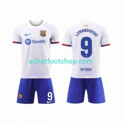 Maillot FC Barcelone LEWANDOWSKI 9 Extérieur Tenue pour Enfant 2023-2024 Manche Courte