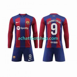 Maillot FC Barcelone LEWANDOWSKI 9 Domicile Tenue pour Enfant 2023-2024 Manche Longue