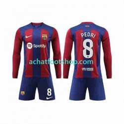 Maillot FC Barcelone Pedri 8 Domicile Tenue pour Enfant 2023-2024 Manche Longue