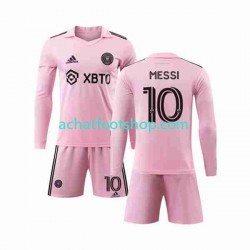 Maillot InterMiami Lionel Messi 10 Domicile Tenue pour Enfant 2023-2024 Manche Longue