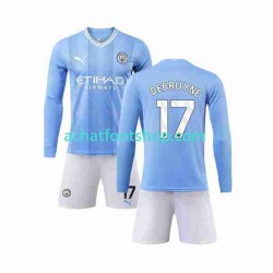 Maillot Manchester City Kevin De Bruyne 17 Domicile Tenue pour Enfant 2023-2024 Manche Longue