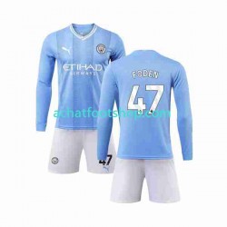 Maillot Manchester City Phil Foden 47 Domicile Tenue pour Enfant 2023-2024 Manche Longue