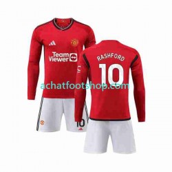 Maillot Manchester United Marcus Rashford 10 Domicile Tenue pour Enfant 2023-2024 Manche Longue