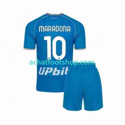 Maillot Naples Maradona 10 Domicile Tenue pour Enfant 2023-2024 Manche Courte