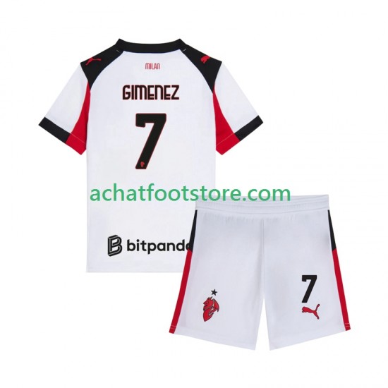 Maillot AC Milan Santiago Gimenez 7 Extérieur Tenue pour Enfant 2025-2026 Manche Courte