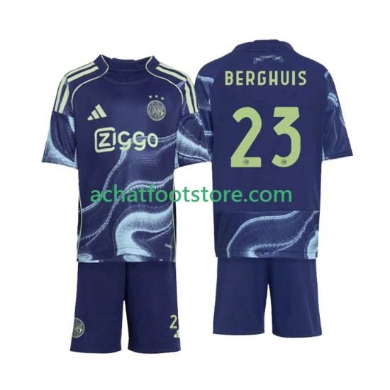 Maillot Ajax Amsterdam Steven Berghuis 23 Extérieur Tenue pour Enfant 2025-2026 Manche Courte