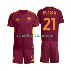 Maillot AS Rome Dybala 21 Domicile Tenue pour Enfant 2025-2026 Manche Courte