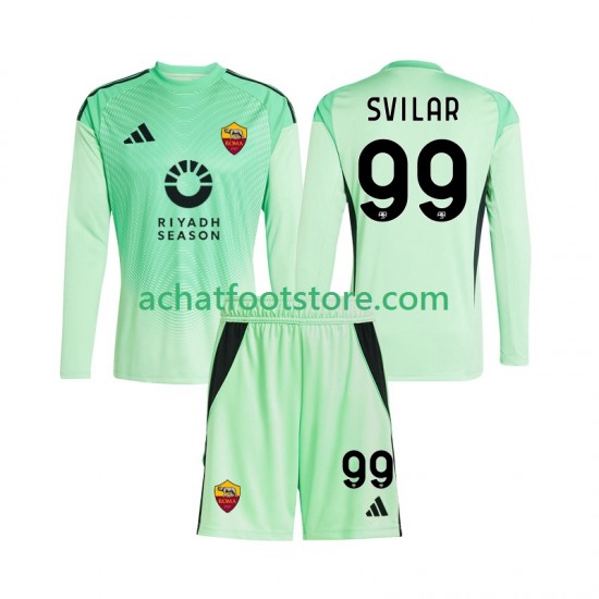 Maillot AS Rome Mile Svilar 99 Gardien Extérieur Tenue 4ème Tenue pour Enfant 2025-2026 Manche Longue