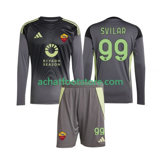 Maillot AS Rome Mile Svilar 99 Gardien Domicile Tenue pour Enfant 2025-2026 Manche Longue