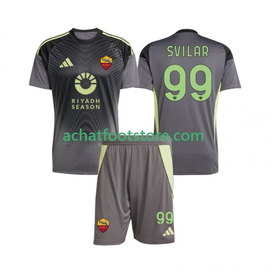 Maillot AS Rome Mile Svilar 99 Gardien Domicile Tenue pour Enfant 2025-2026 Manche Courte