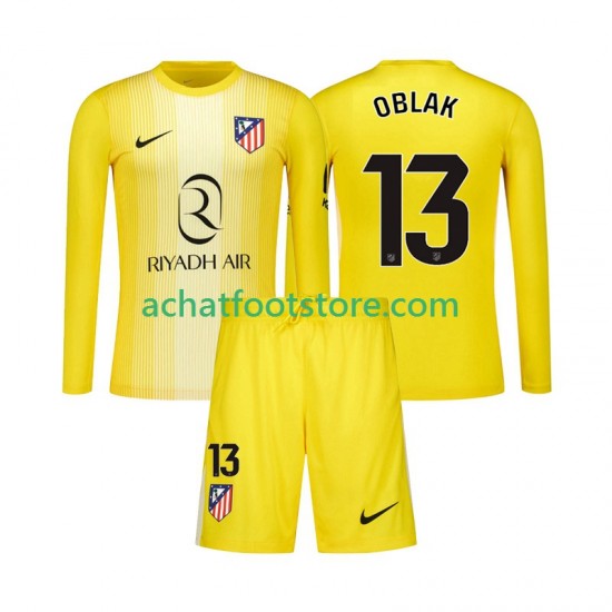 Maillot Atlético Madrid Jan Oblak 13 Gardien Domicile Tenue pour Enfant 2025-2026 Manche Longue