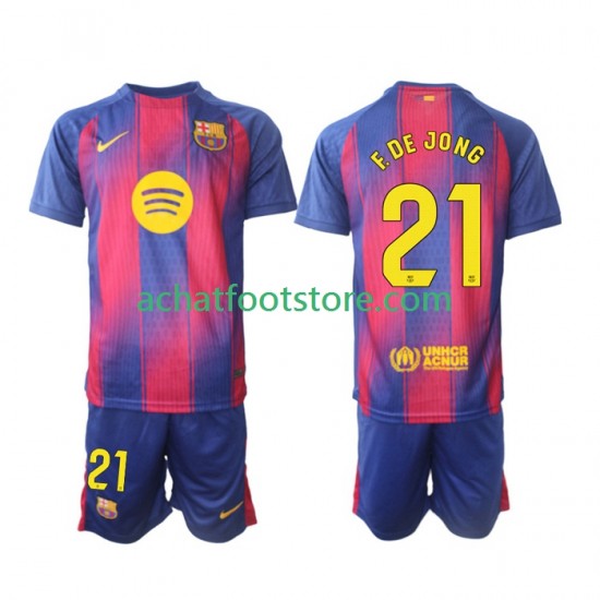 Maillot FC Barcelone Frenkie de Jong 21 Domicile Tenue pour Enfant 2025-2026 Manche Courte