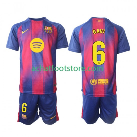 Maillot FC Barcelone Gavi 6 Domicile Tenue pour Enfant 2025-2026 Manche Courte