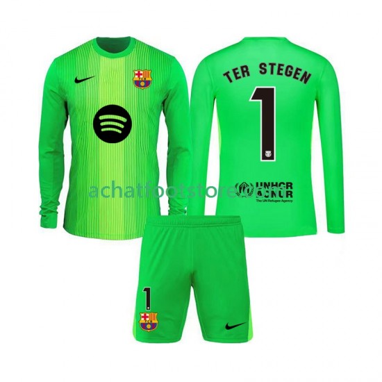 Maillot FC Barcelone Ter Stegen 1 Gardien Domicile Tenue pour Enfant 2025-2026 Manche Longue