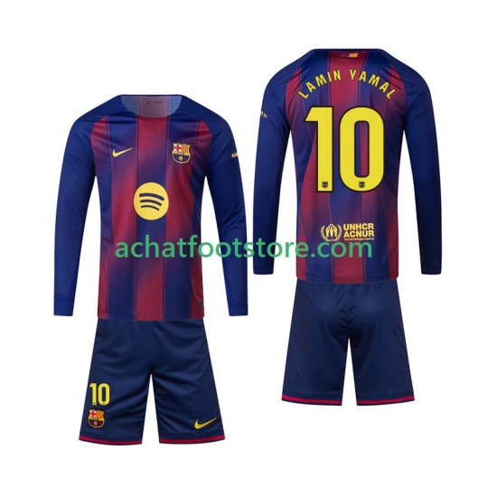 Maillot FC Barcelone Lamine Yamal 10 Domicile Tenue pour Enfant 2025-2026 Manche Longue