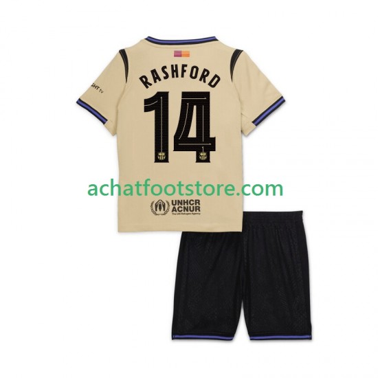 Maillot FC Barcelone Marcus Rashford 14 UCL Extérieur Tenue pour Enfant 2025-2026 Manche Courte