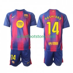 Maillot FC Barcelone Marcus Rashford 14 Domicile Tenue pour Enfant 2025-2026 Manche Courte