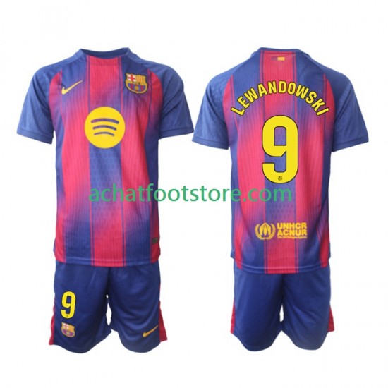 Maillot FC Barcelone Robert Lewandowski 9 Domicile Tenue pour Enfant 2025-2026 Manche Courte