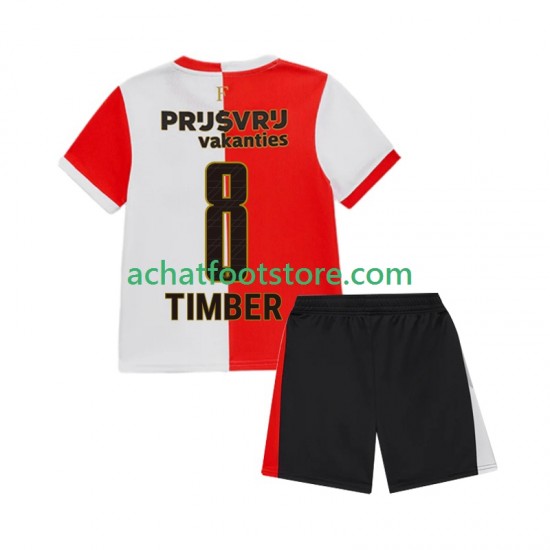 Maillot Feyenoord Rotterdam Quinten Timber 8 Domicile Tenue pour Enfant 2025-2026 Manche Courte
