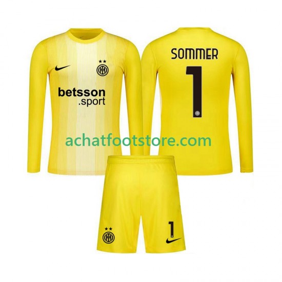 Maillot Inter Milan Yann Sommer 1 Gardien Extérieur Tenue pour Enfant 2025-2026 Manche Longue