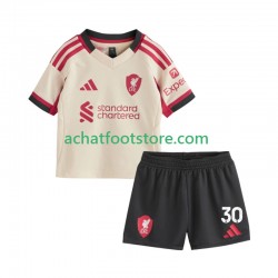 Maillot Liverpool Jeremie Frimpong 30 Extérieur Tenue pour Enfant 2025-2026 Manche Courte