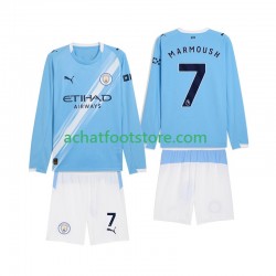 Maillot Manchester City Omar Marmoush 7 Domicile Tenue pour Enfant 2025-2026 Manche Longue