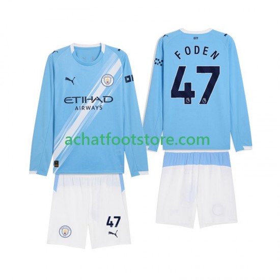 Maillot Manchester City Phil Foden 47 Domicile Tenue pour Enfant 2025-2026 Manche Longue