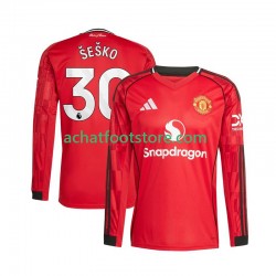 Maillot Manchester United Benjamin Sesko 30 Domicile Tenue pour Homme 2025-2026 Manche Longue