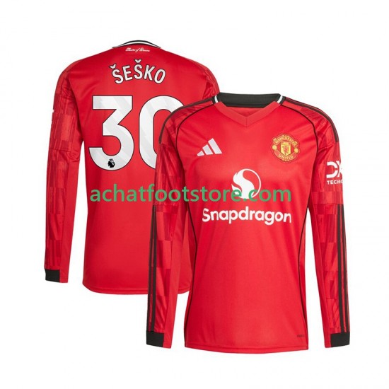 Maillot Manchester United Benjamin Sesko 30 Domicile Tenue pour Homme 2025-2026 Manche Longue
