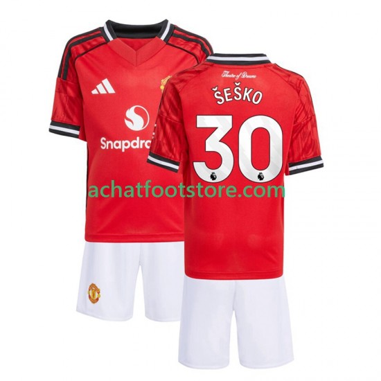 Maillot Manchester United Benjamin Sesko 30 Domicile Tenue pour Enfant 2025-2026 Manche Courte