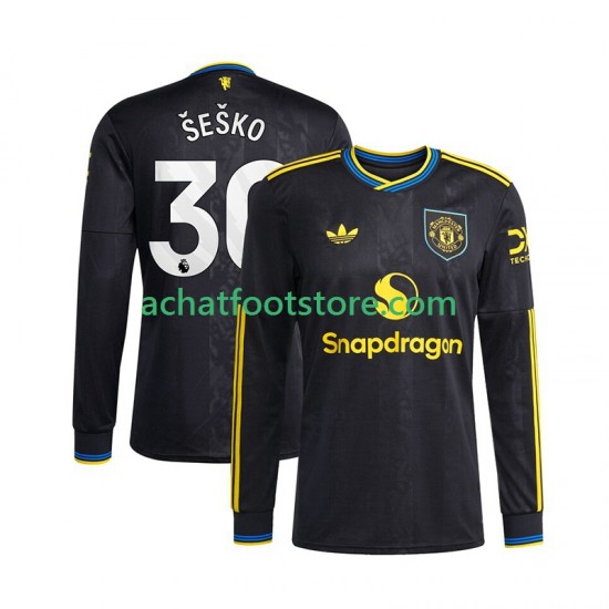 Maillot Manchester United Benjamin Sesko 30 3ème Tenue pour Homme 2025-2026 Manche Longue
