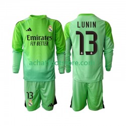 Maillot Real Madrid Andriy Lunin 13 Gardien Extérieur Tenue pour Enfant 2025-2026 Manche Longue
