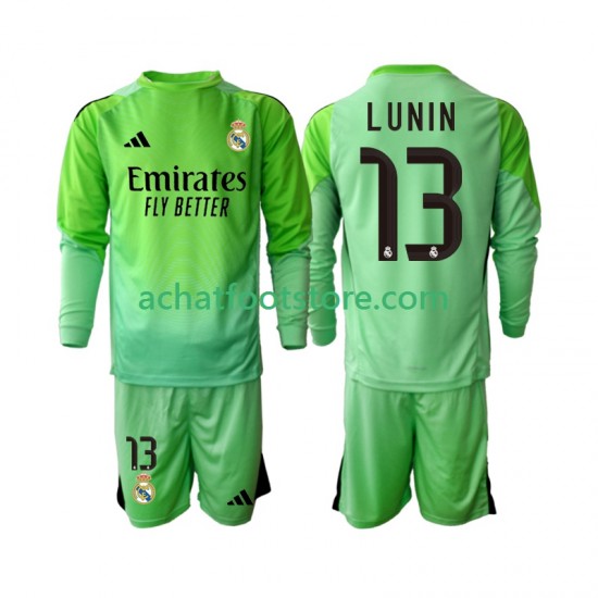 Maillot Real Madrid Andriy Lunin 13 Gardien Extérieur Tenue pour Enfant 2025-2026 Manche Longue