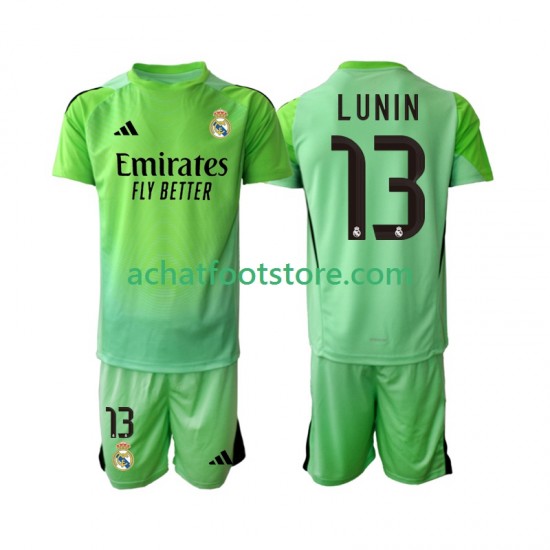 Maillot Real Madrid Andriy Lunin 13 Gardien Extérieur Tenue pour Enfant 2025-2026 Manche Courte